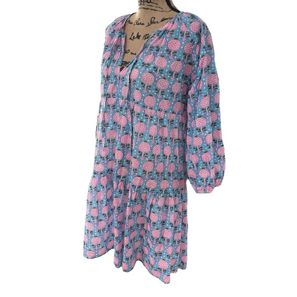 SZ Blockprints Tuckernuck Priya Dress Liberty Pink Floral Cotton Size Large - Picture 7 of 9